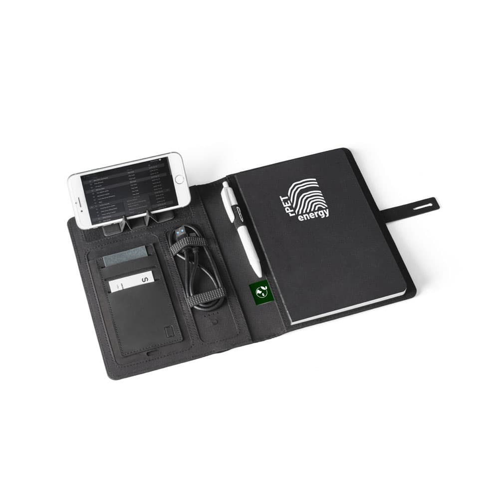 Caderno Multifunções 100% rPET com Carregador Wireless