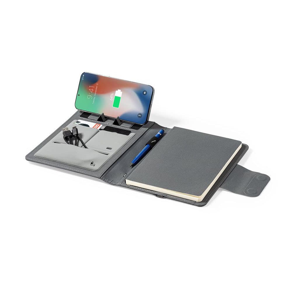 Caderno Multifunções 300D rPET com Carregador Wireless