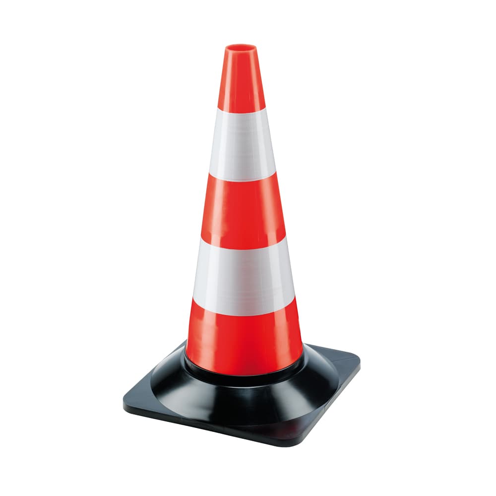 Cone Sinalização Branco/Laranja com Base Preta 50cm