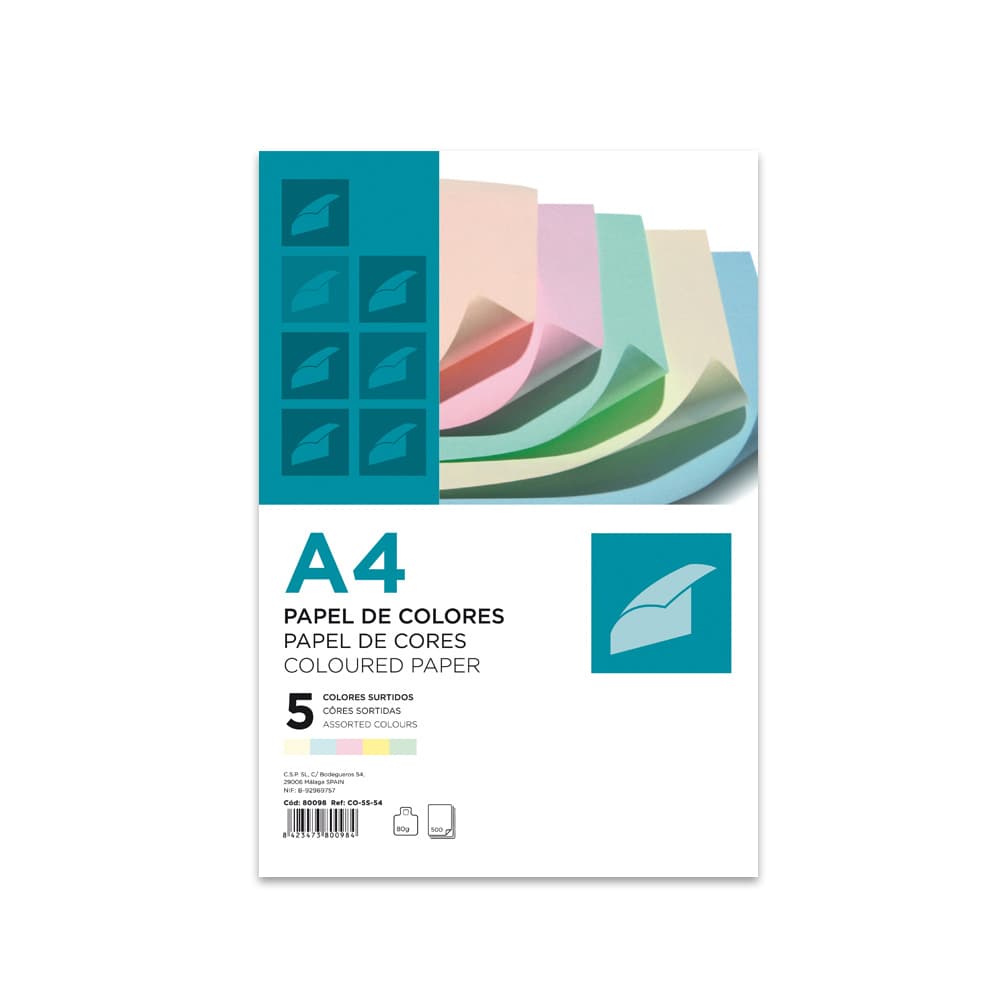 Papel Fotocopia 5 Cores Suaves A4 080gr 5x20=100Fls