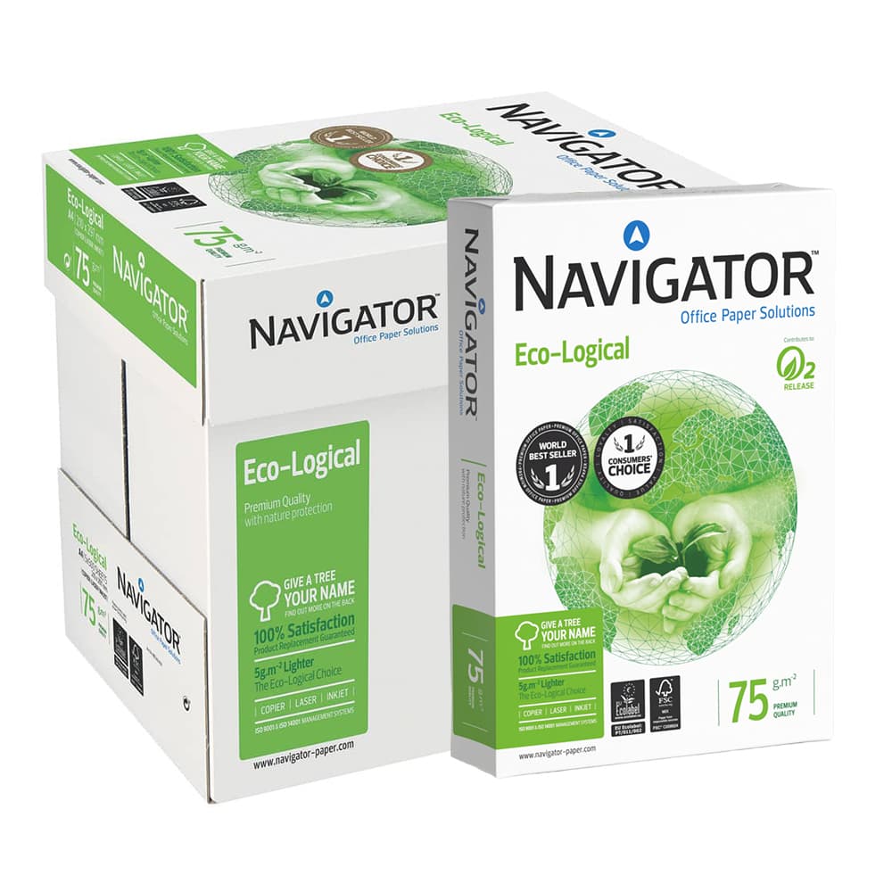 Papel 075gr Fotocopia A4 Navigator Premium Ecolog 5x500Fls