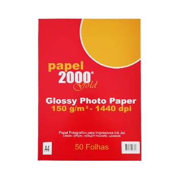 Papel A4 150g InkJet Foto Glossy 50 Folhas