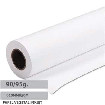 Papel Vegetal InkJet 90/95gr 610mmx50mts Pack 1 Rolo