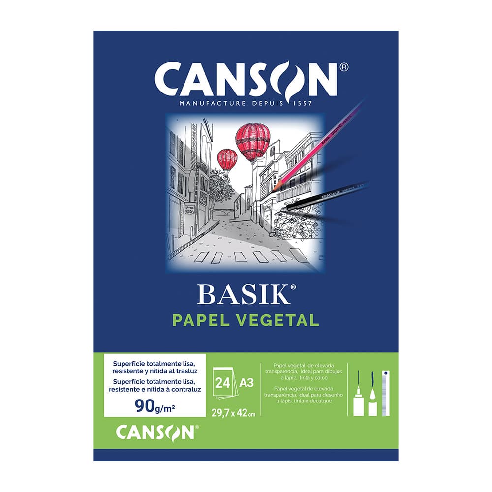 Papel Vegetal A3 90g Canson Bloco 24Fls