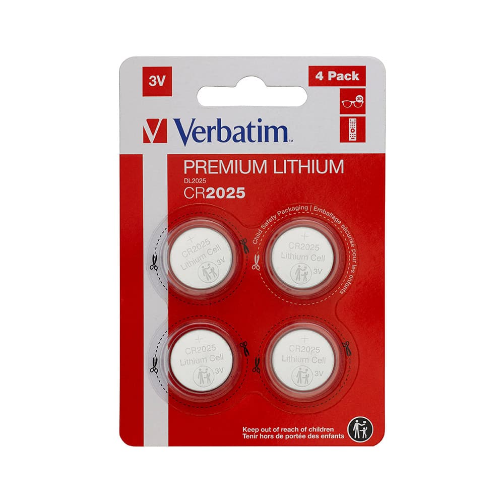 Pilhas CR2025 Lithium 3V 155mAh Verbatim 49532 4un