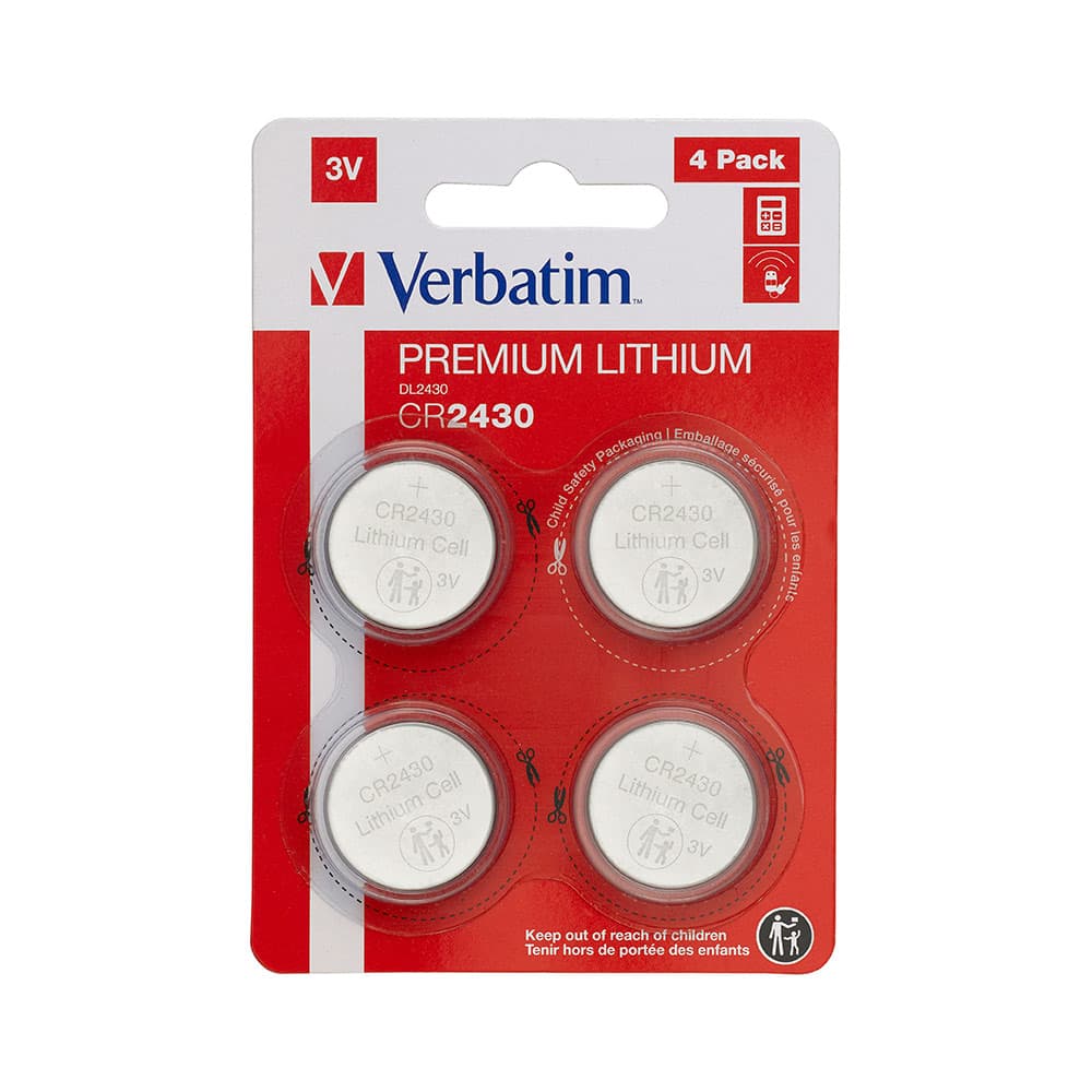 Pilhas CR2430 Lithium 3V 280mAh Verbatim 49534 4un