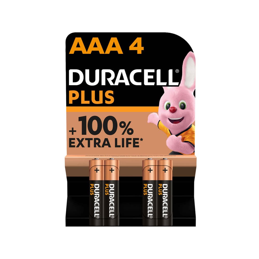 Pilhas AAA LR03 Alcalinas 1.5V Duracell Plus 4un