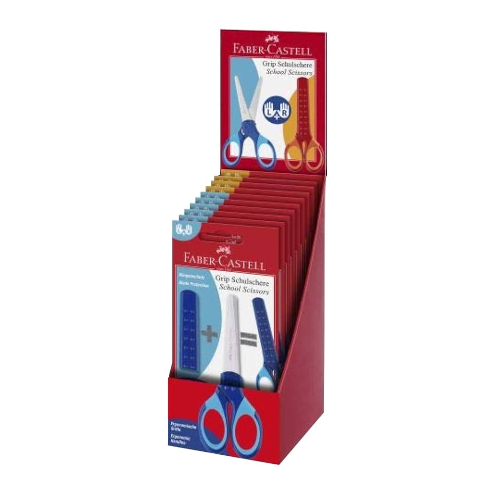 Tesoura 13cm Faber-Castell Grip Proteção Expositor 10un