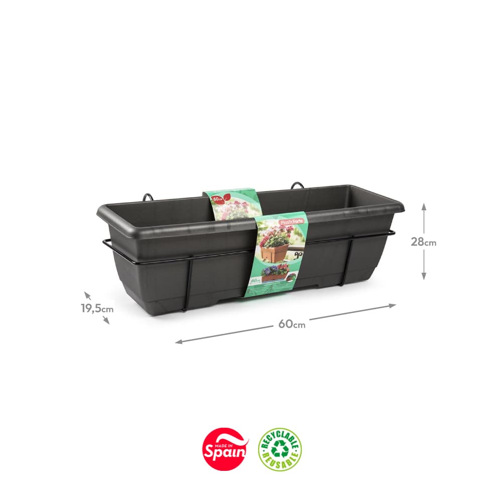 Floreira Varanda Suporte Antracite 28x60x19,5cm 1un