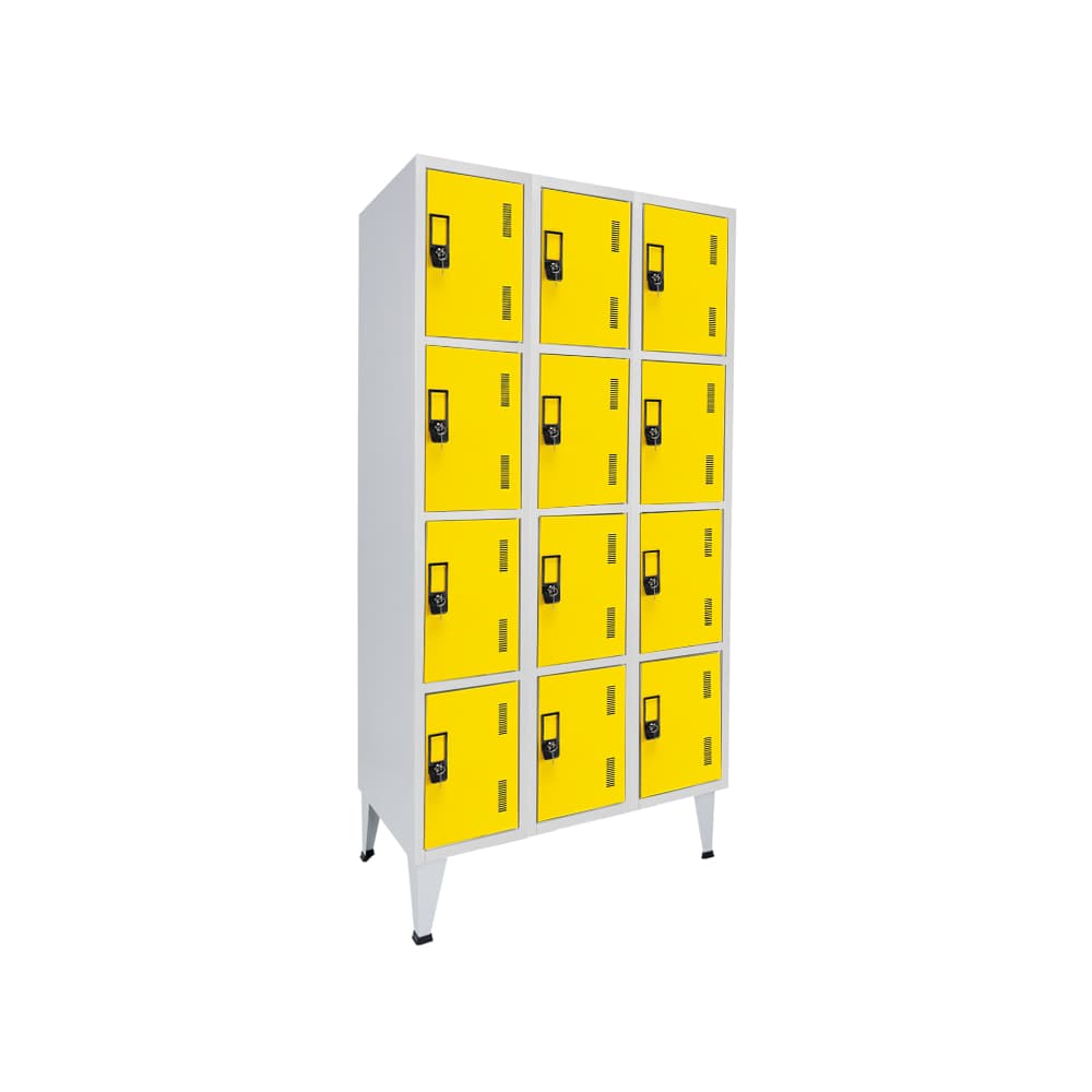 Cacifos Metálicos Triplo 12 Cacifos 900x500x1900mm Amarelo