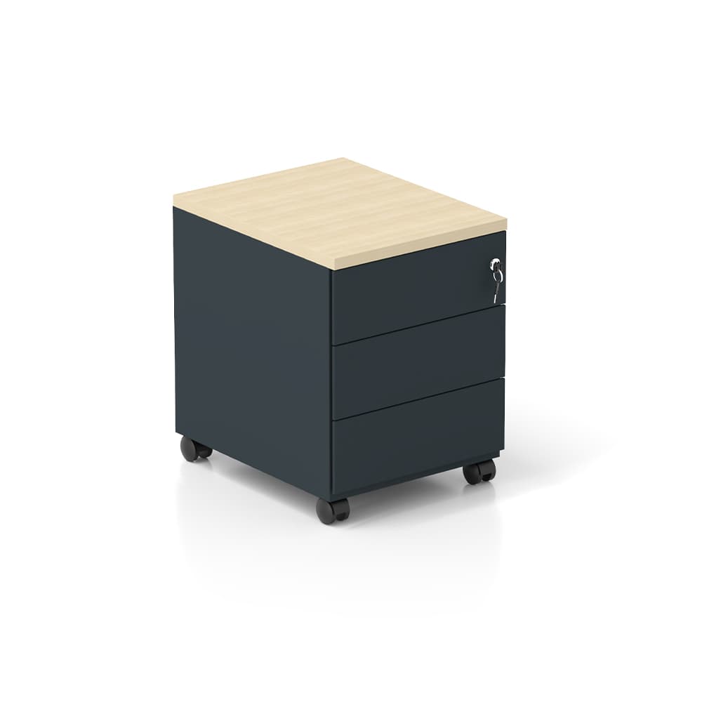 Bloco Rodado 3 Gavetas c/Rodas 415x515x575mm Cinza/Carvalho