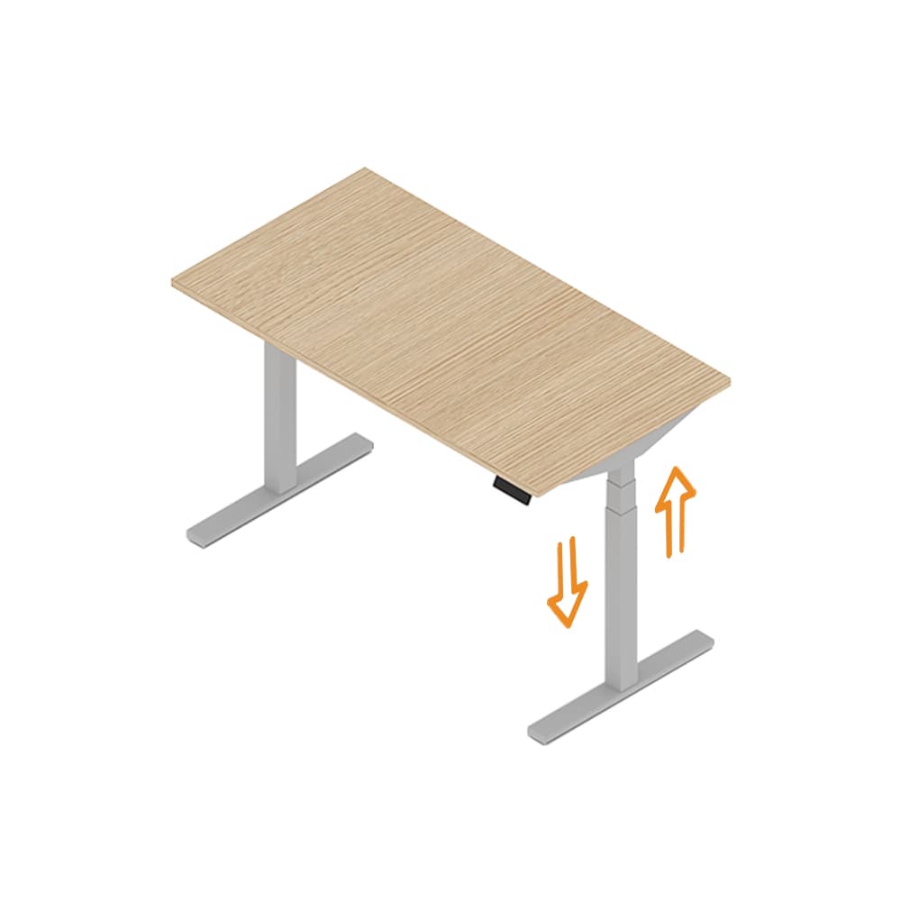 Secretária Elevatória Emme 1200x600x620/1270 Cinza/Carvalho