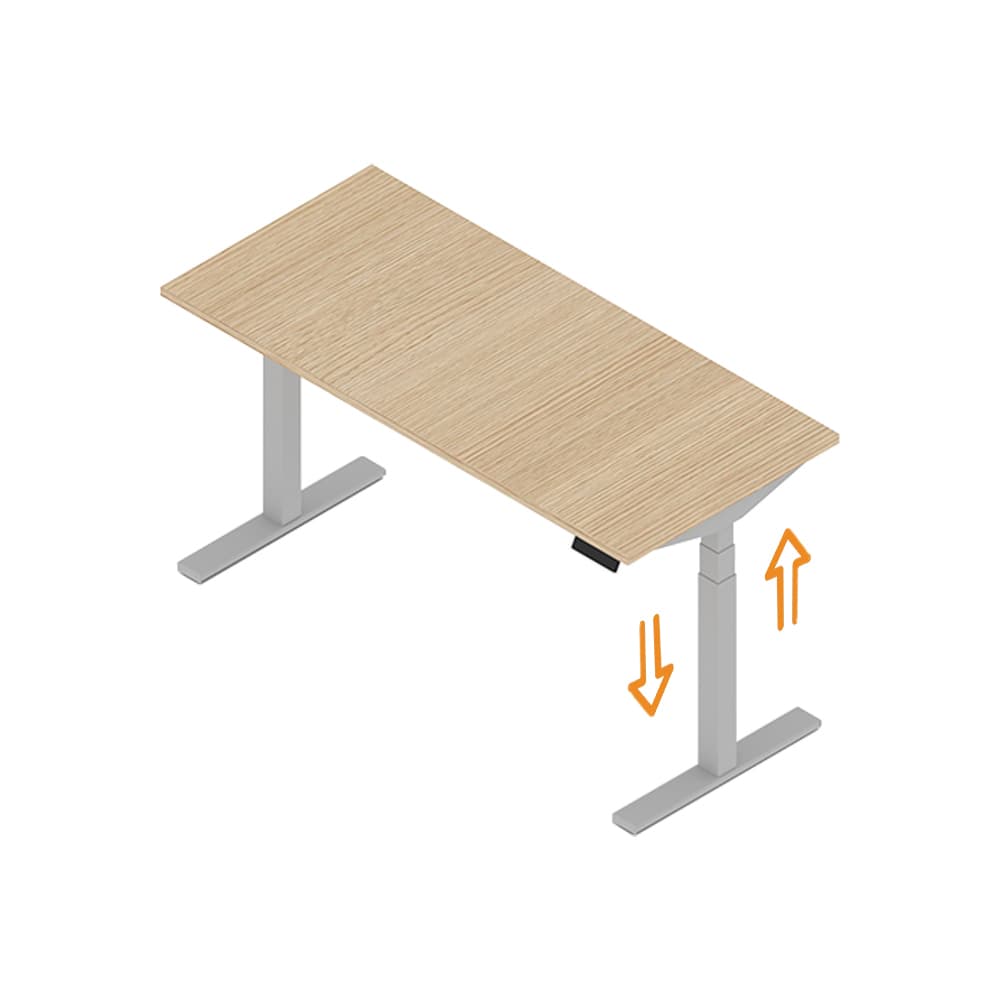 Secretária Elevatória Emme 1400x600x620/1270 Cinza/Carvalho