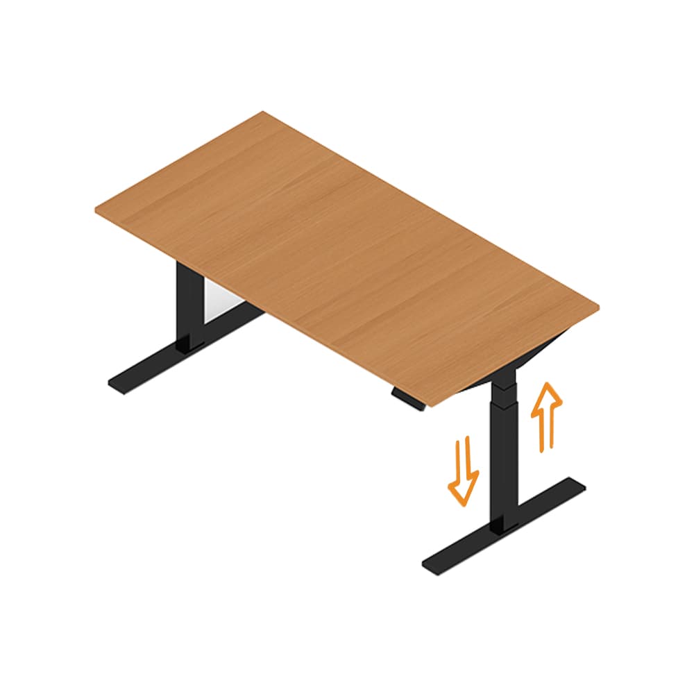 Secretária Elevatória Emme 1600x800x620/1270 Cinza/Faia