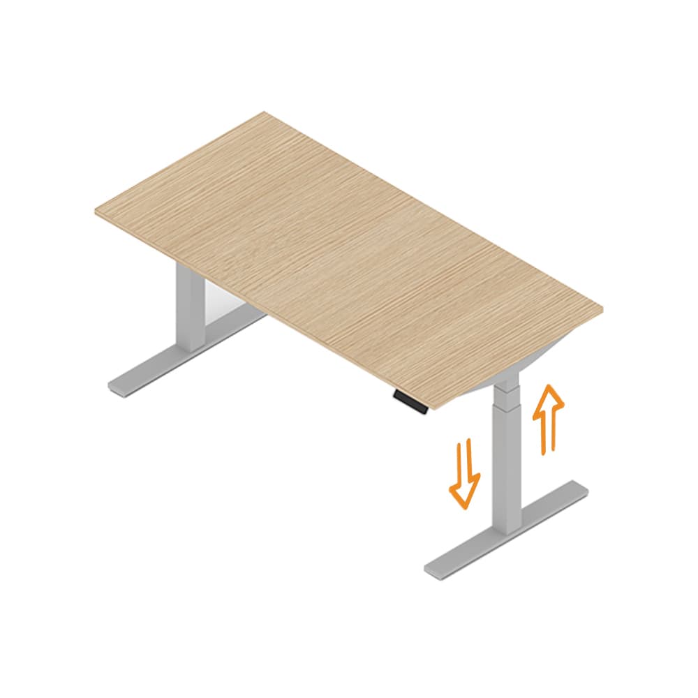 Secretária Elevatória Emme 1600x800x620/1270 Cinza/Carvalho