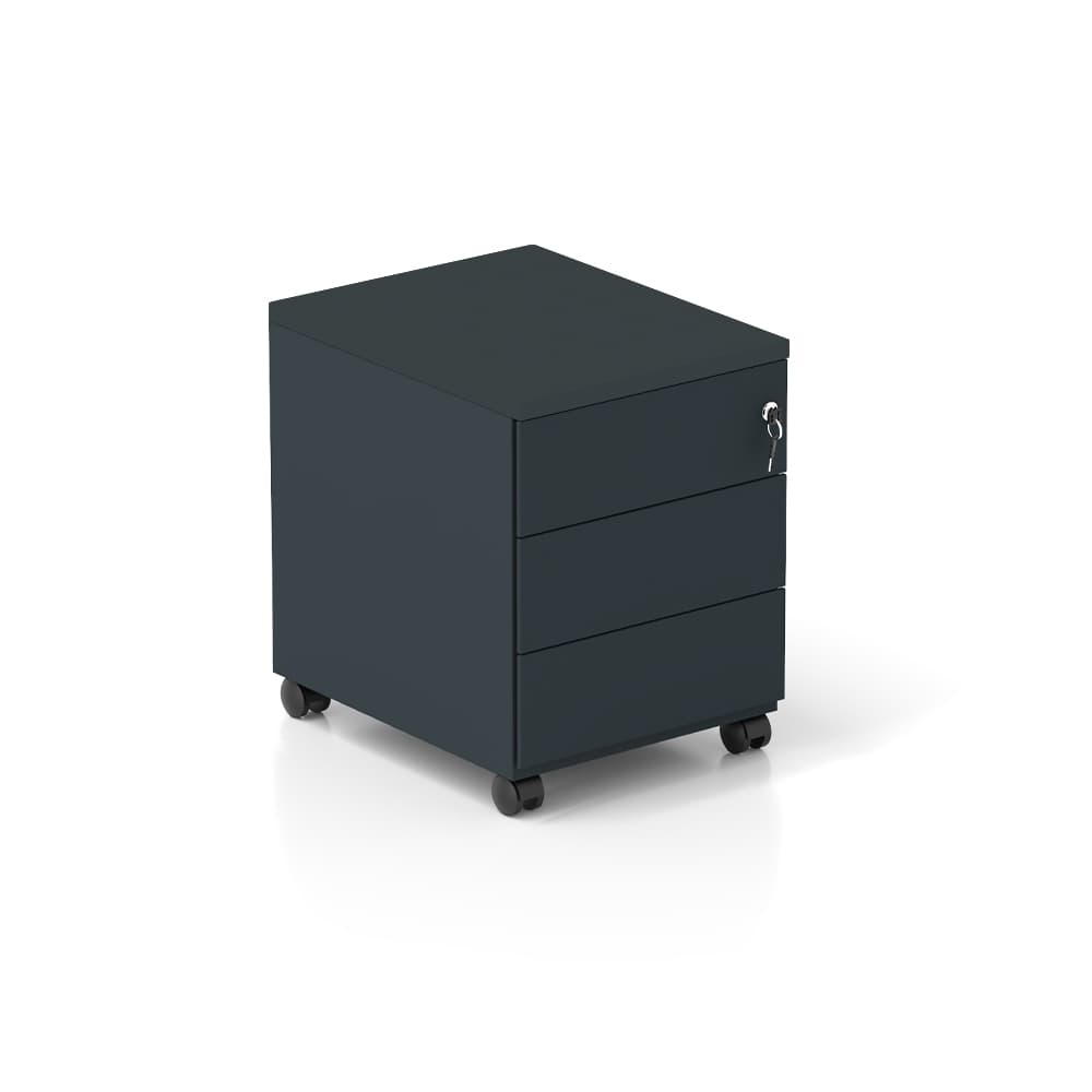 Bloco Rodado de 3 Gavetas com Rodas 420x530x580mm Preto