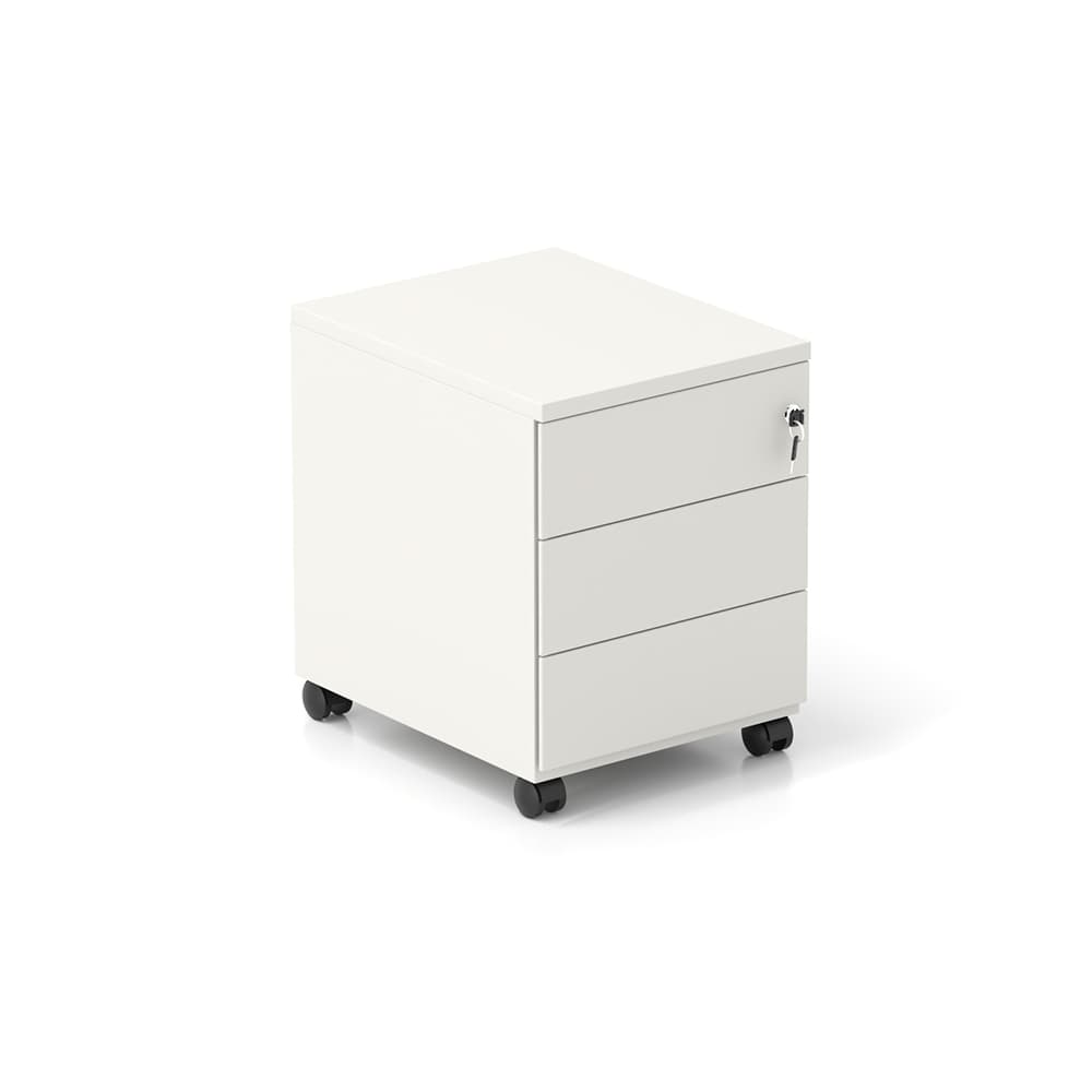 Bloco Rodado de 3 Gavetas com Rodas 420x530x580mm Branco