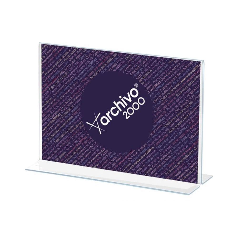 Expositor Porta Folhetos Acrilico 2 Faces A4 em T Horizontal