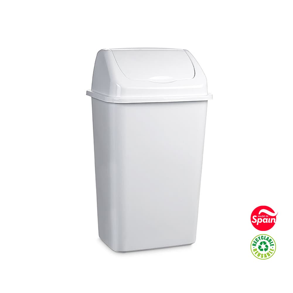 Contentor 09L Plástico Tampa Basculante Branco