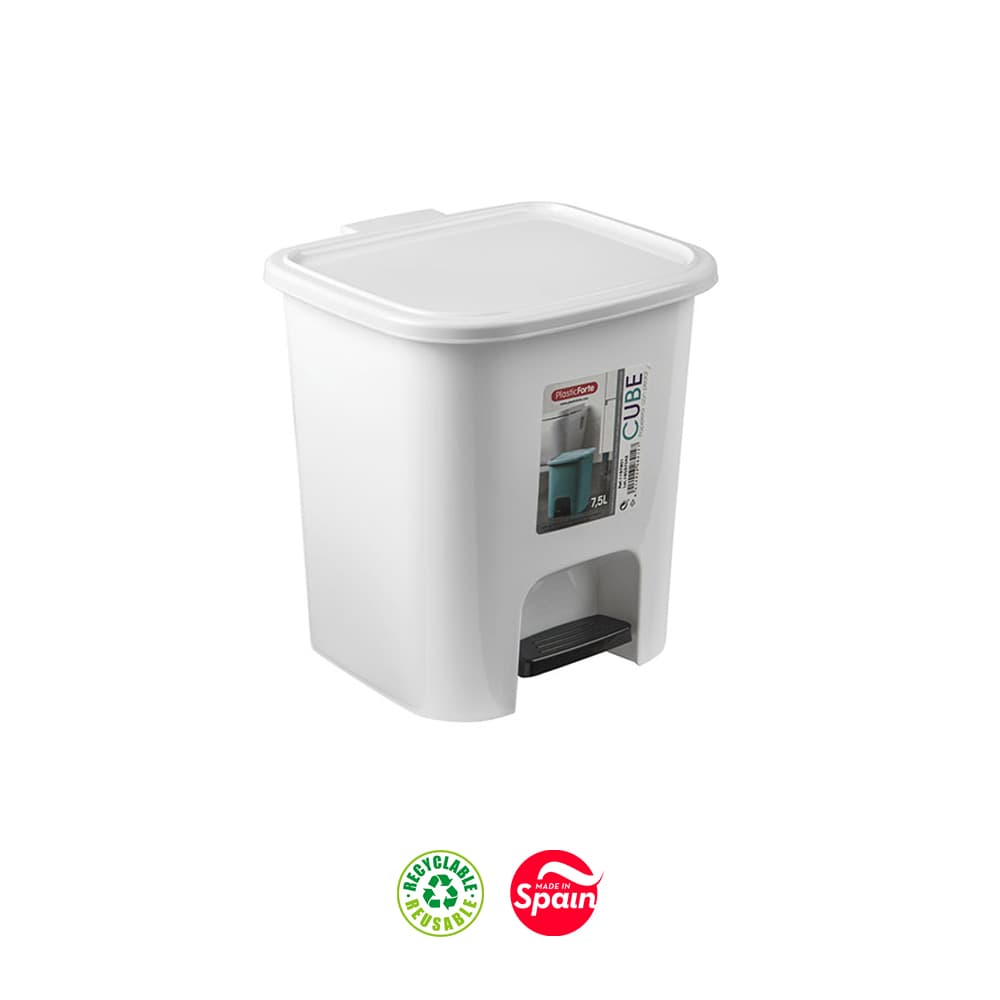 Contentor 07,5L WC Cube Branco com Pedal