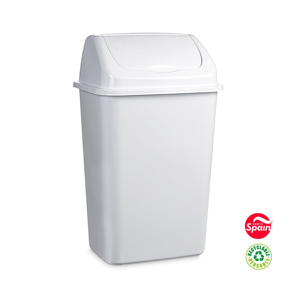 Contentor 50L Plástico Tampa Basculante Branco