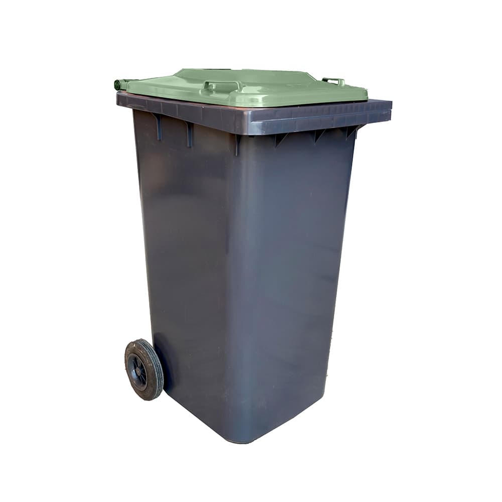 Contentor 120L Plástico 2 Rodas Cinza c/ Tampa Verde