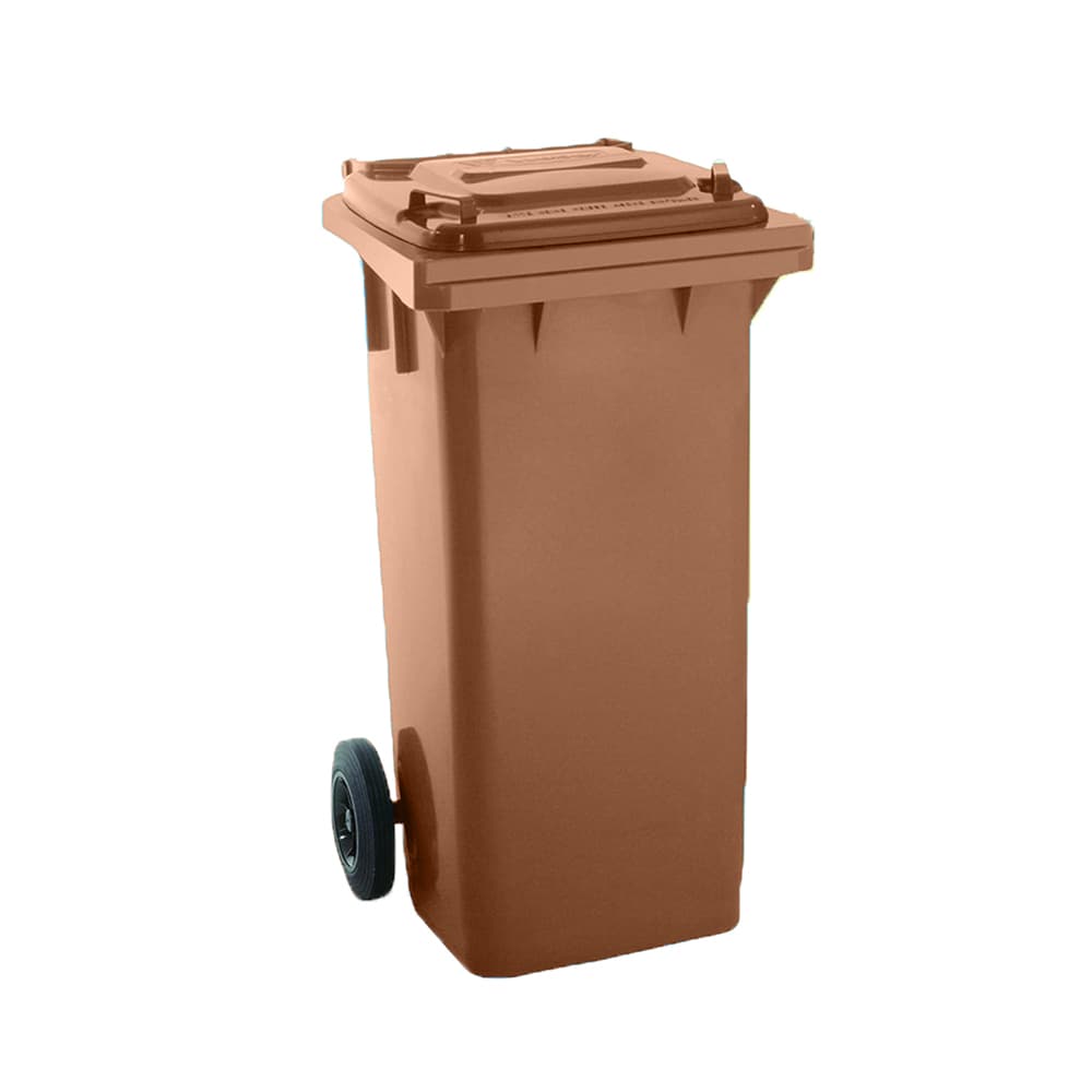 Contentor 120L Plástico 2 Rodas Castanho c/ Tampa Castanha