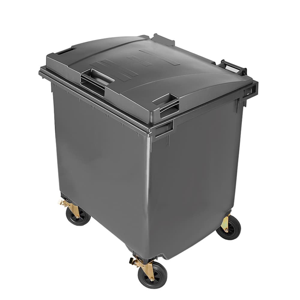 Contentor 1100L Plástico 4 Rodas Cinza c/Tampa Cinza