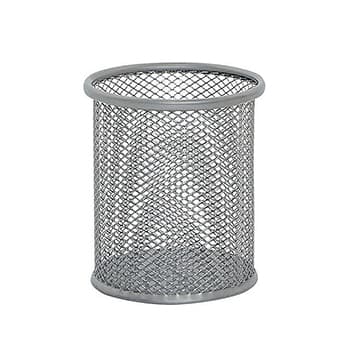 Porta Lápis Tipo Rede Redondo Prata