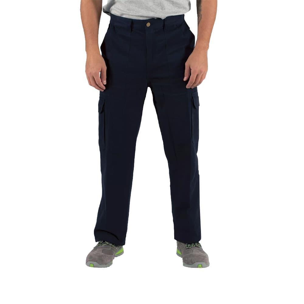 Calças Sarja Multibolsos Unissexo Tamanho S Azul Escuro