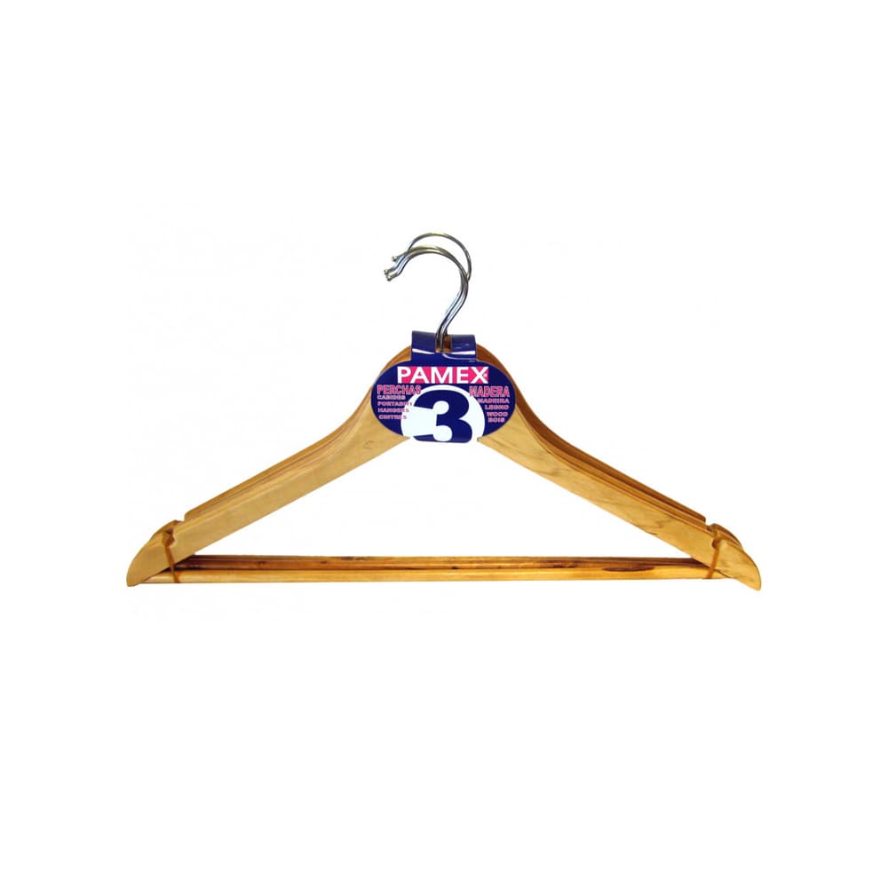 Cabide 44,5x23x1,2cm Madeira Natural 3un