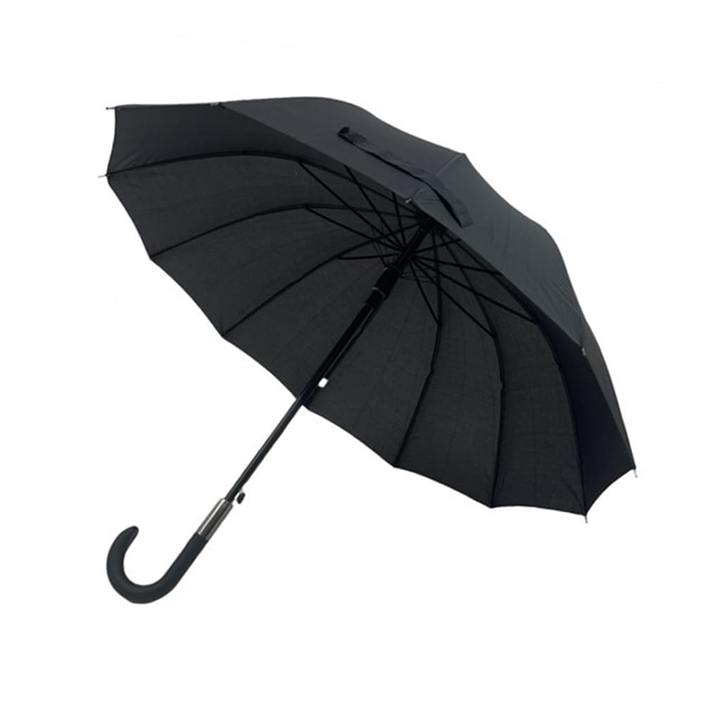 Guarda-Chuva Automático 12 Varas Preto Cabo de Borracha