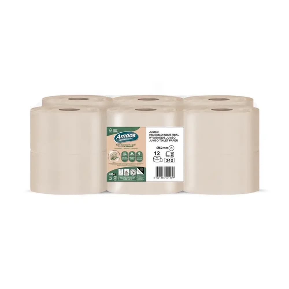 Papel Higiénico (Jumbo) 120mts 2Fls 15g Amoos Naturally 12un