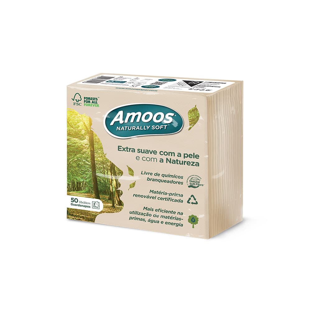 Guardanapos 33x33 2Fls Cru Amoos Naturally Soft 50un