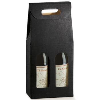 Caixa Cartão 180x090x340mm p/2 Garrafas Preto