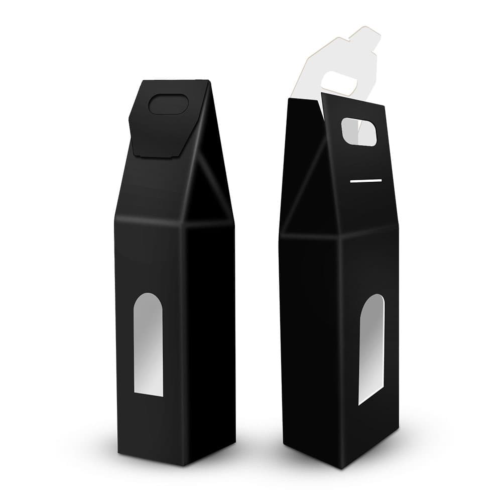 Caixa Cartão 090x090x400mm p/1 Garrafa Vinho Preto 5un