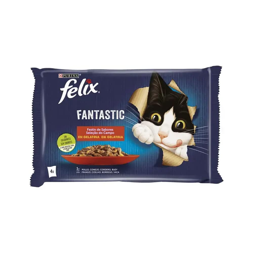 Alimento Húmido para Gato Felix Fantastic Carne 4x85gr