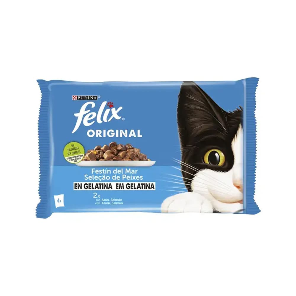 Alimento Húmido para Gato Felix Original Atum/Salmão 4x85gr