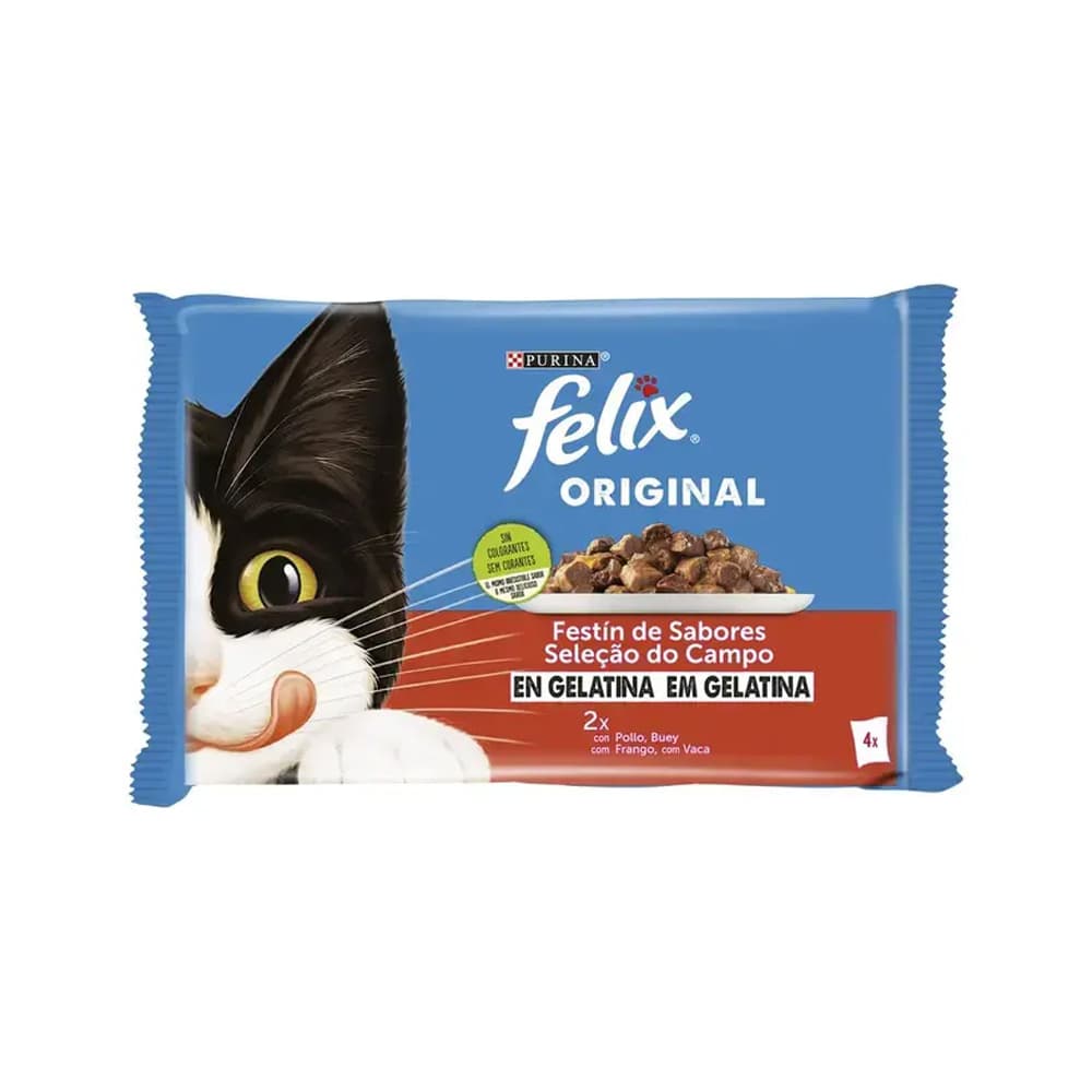 Alimento Húmido para Gato Felix Original Frango/Vaca 4x85gr