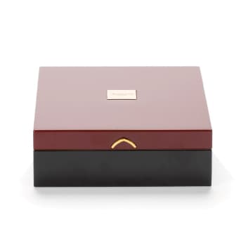 Caixa Vazia com 6 Compartimentos de Chá em Madeira Bordeaux