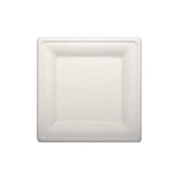 Pratos 26x26cm Cana de Açucar Cor Natural Quadrados 50un