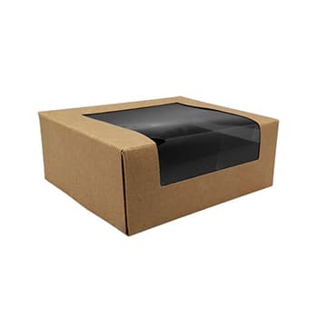 Caixa Cartão Kraft Preto Janela Sushi 12x10x4,5cm 100un