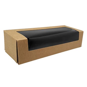 Caixa Cartão Kraft Preto Janela Sushi 19,5x07x4,5cm 100un