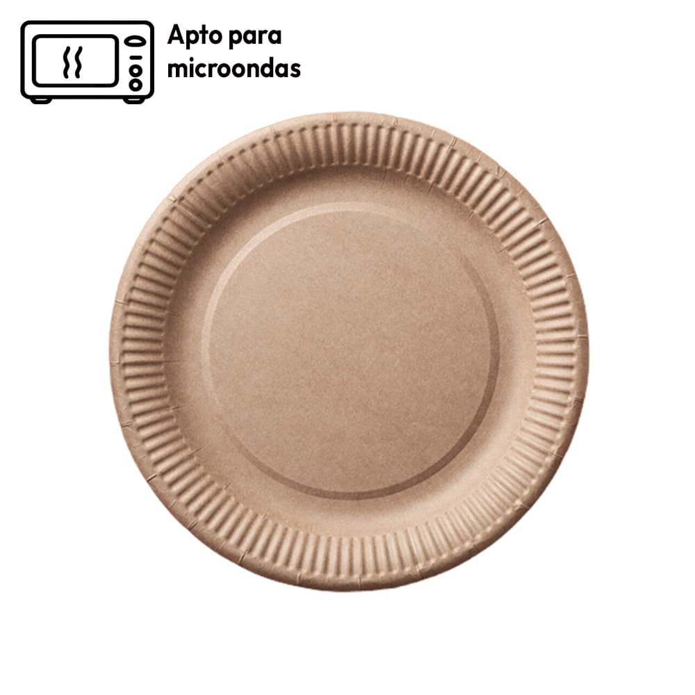 Pratos 22cm Cartão Kraft Redondo 10un