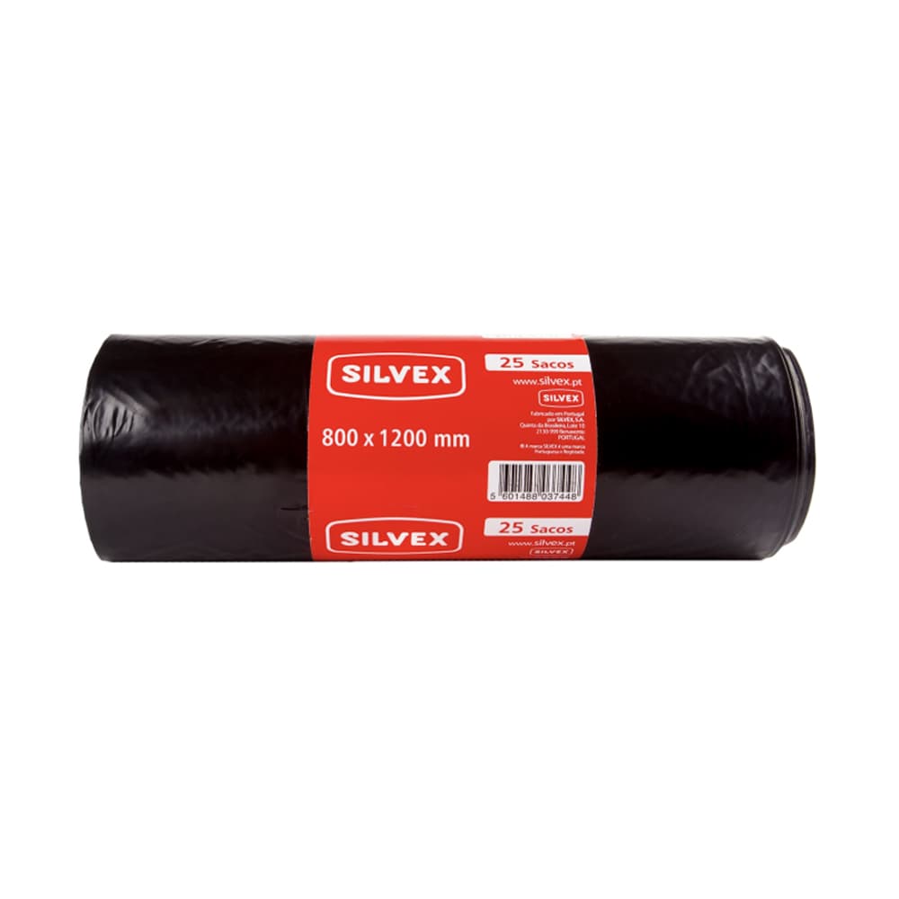 Sacos Lixo 120L 80x120cm 24my Preto 25un