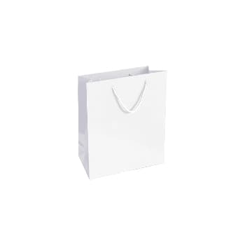 Saco 18x08x25cm Papel Couché 200g c/Asas Cordão Branco 1un