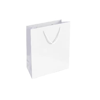 Saco 24x10x31cm Papel Couché 200g c/Asas Cordão Branco 1un