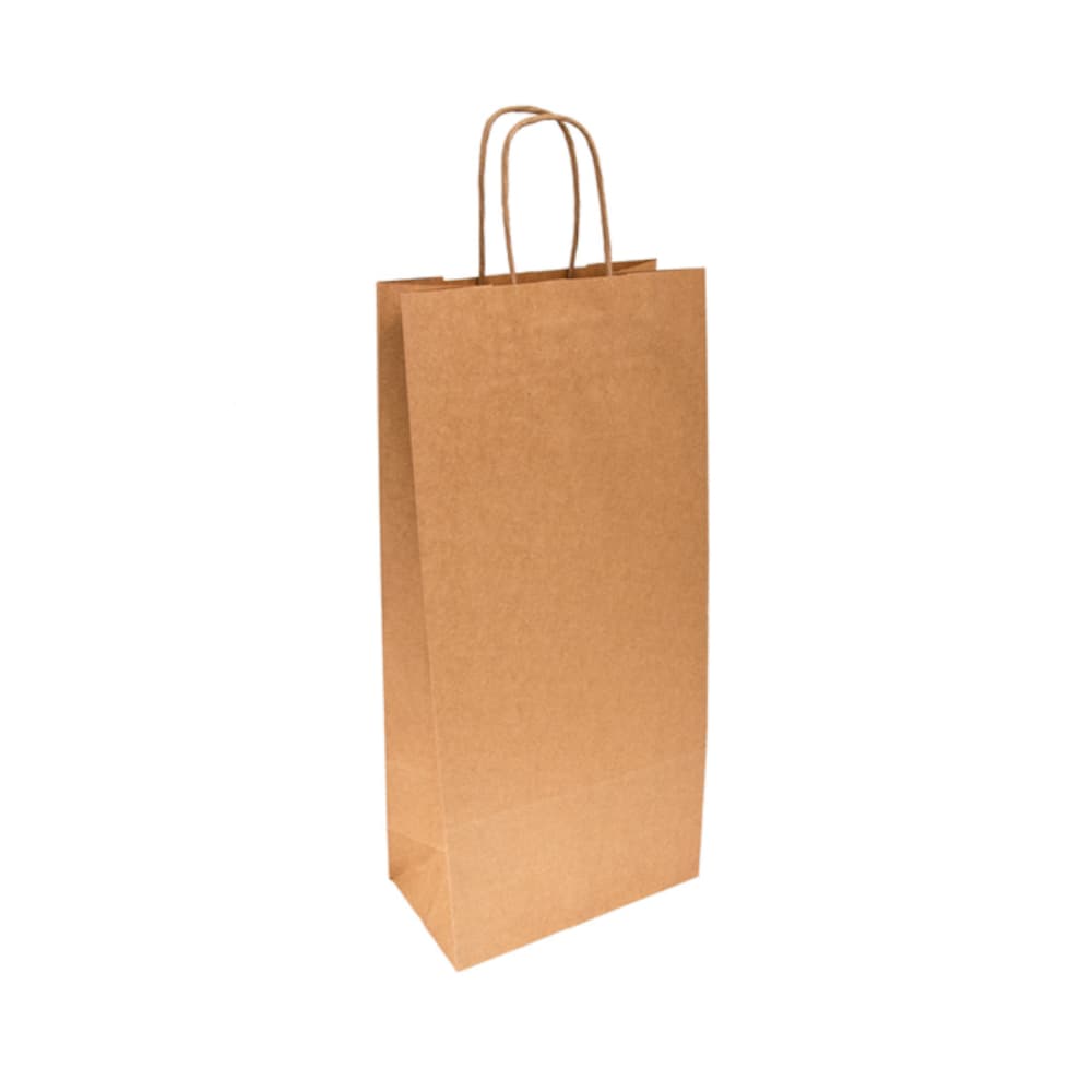 Saco 18x10x39cm 2 Garrafas Papel 100g c/Asas Kraft 1un