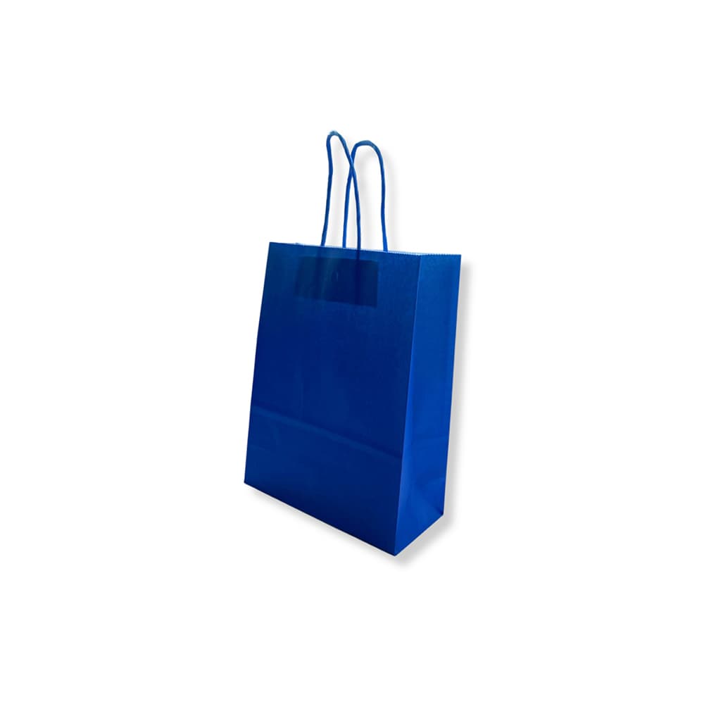 Saco 18x08x24cm Papel 100g c/Asas Azul Escuro 1un