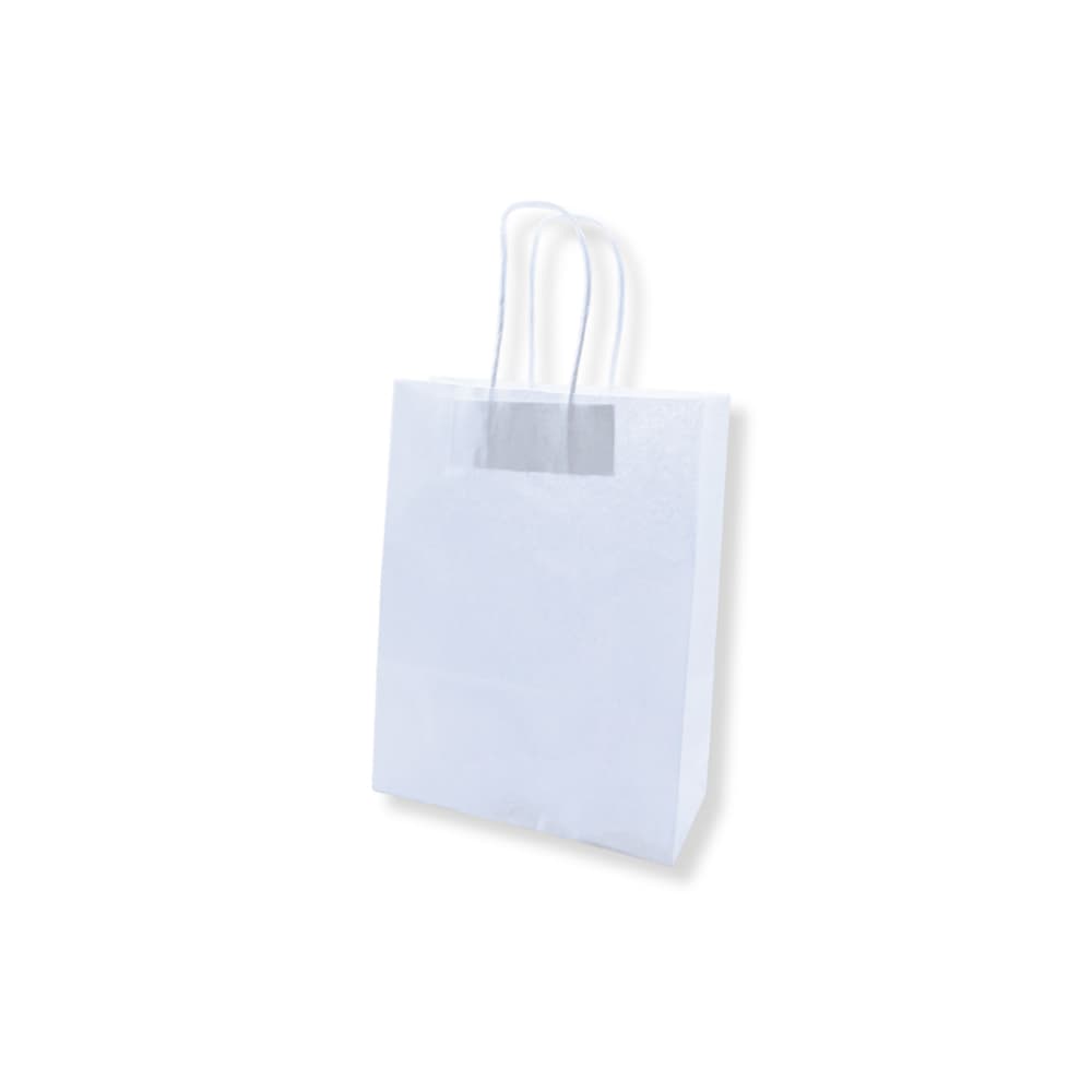 Saco 18x08x24cm Papel 100g c/Asas Branco 1un